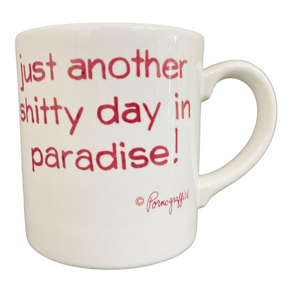 Grindley England Vintage Mug Just Another Shty Day In Paradise White Porcelain